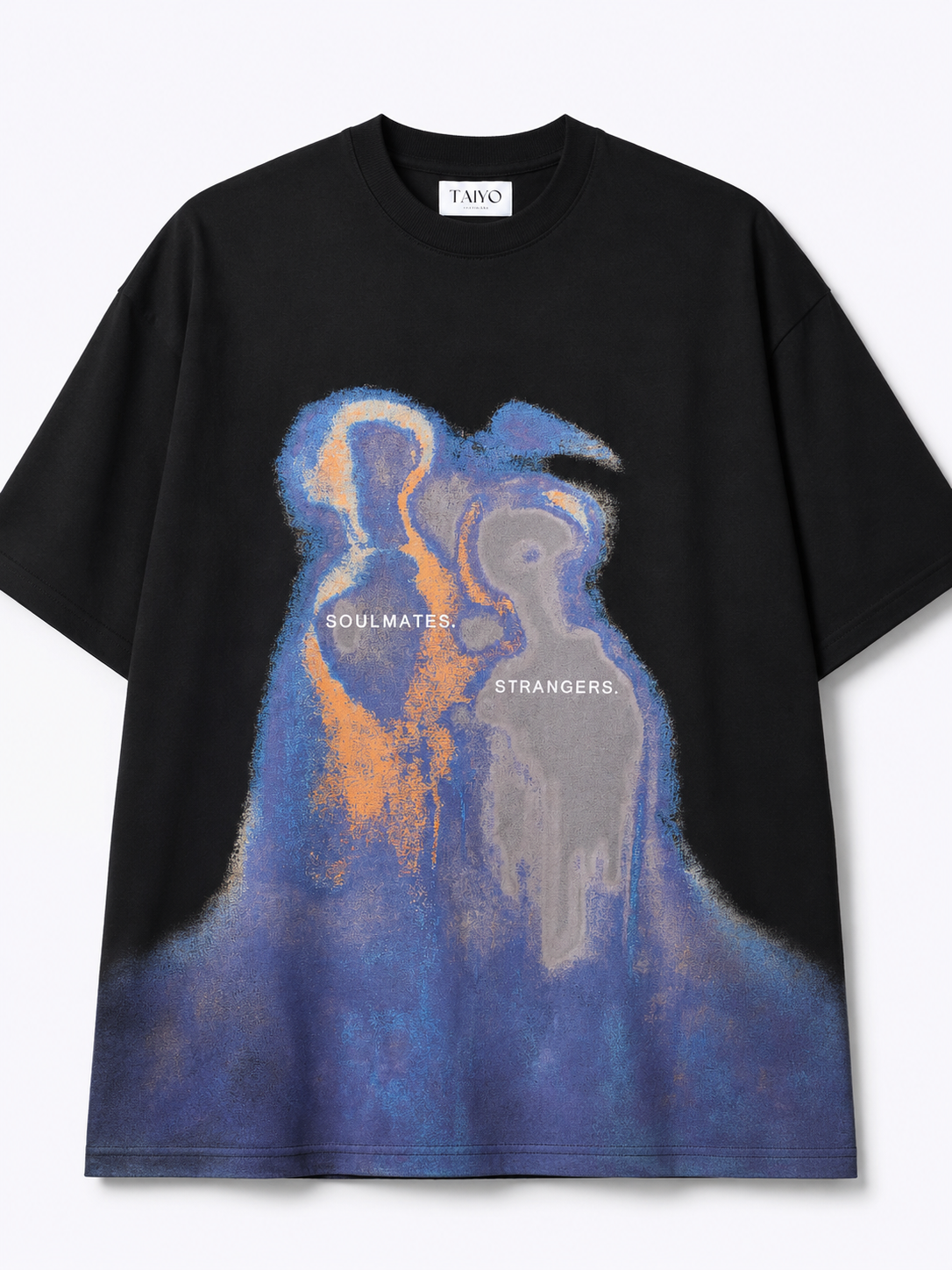 Soulmates Strangers oversized black T-shirt front view